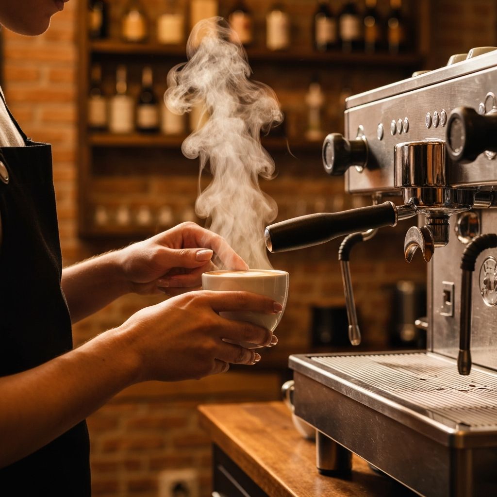 Barista crafting coffee